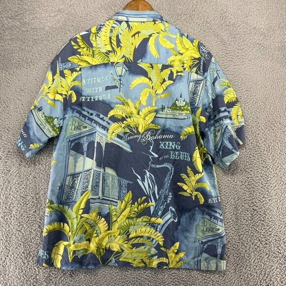 Tommy Bahama Shirt Mens Large Blue Green Floral Jazz King of Blues All over loop - Picture 7 of 10